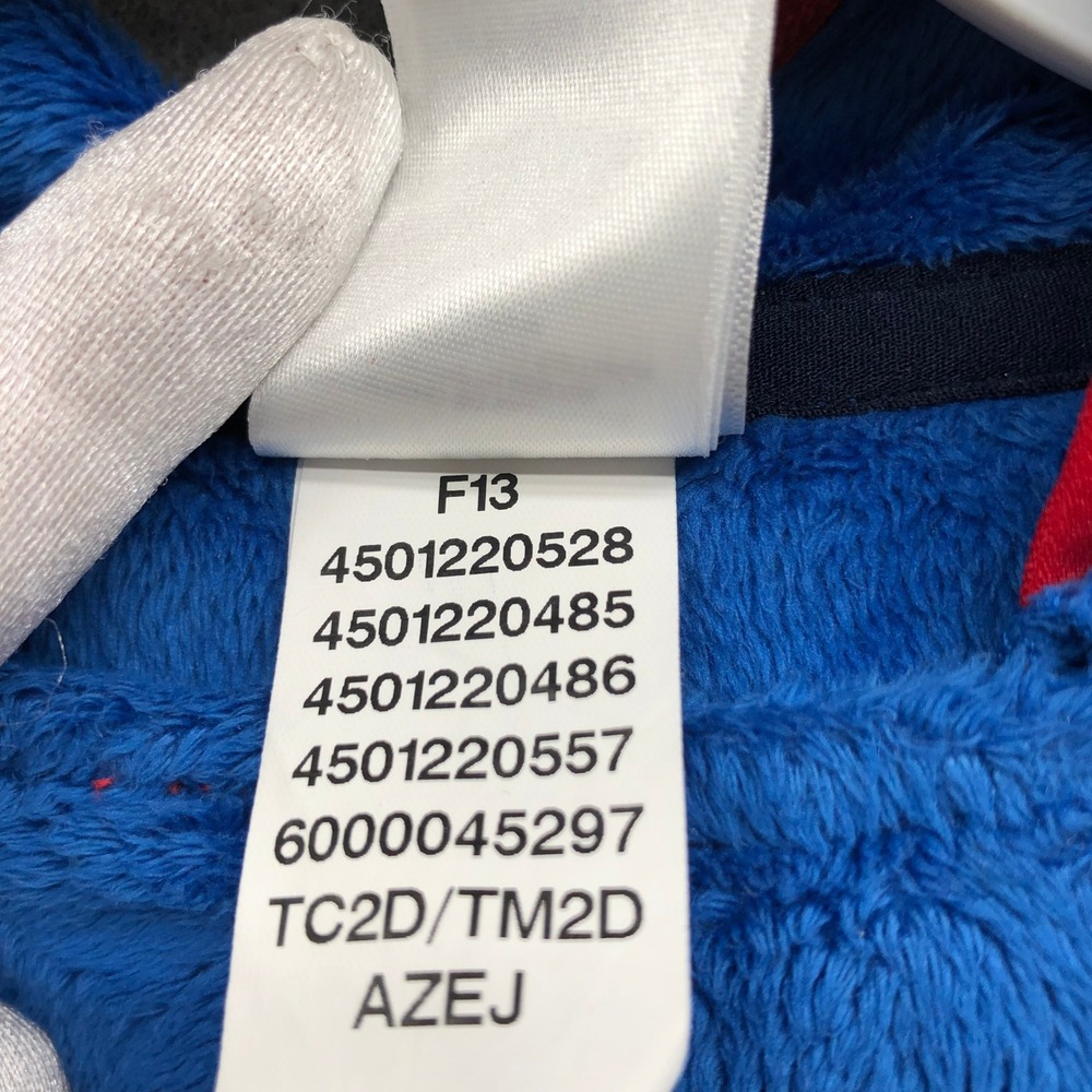 The North Face Fleece Bunting Suit Baby 12-18M Blue Red Hooded One Piece Romper - Picture 10 of 10